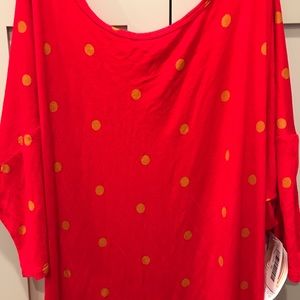 NWT Lularoe Irma XL red with gold polka dots